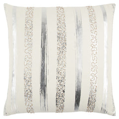 Silver and Gold Glam Stripe Beaded Throw Pillow