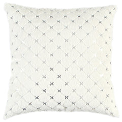 Ivory Silver Metallic Diamond Pattern Throw Pillow