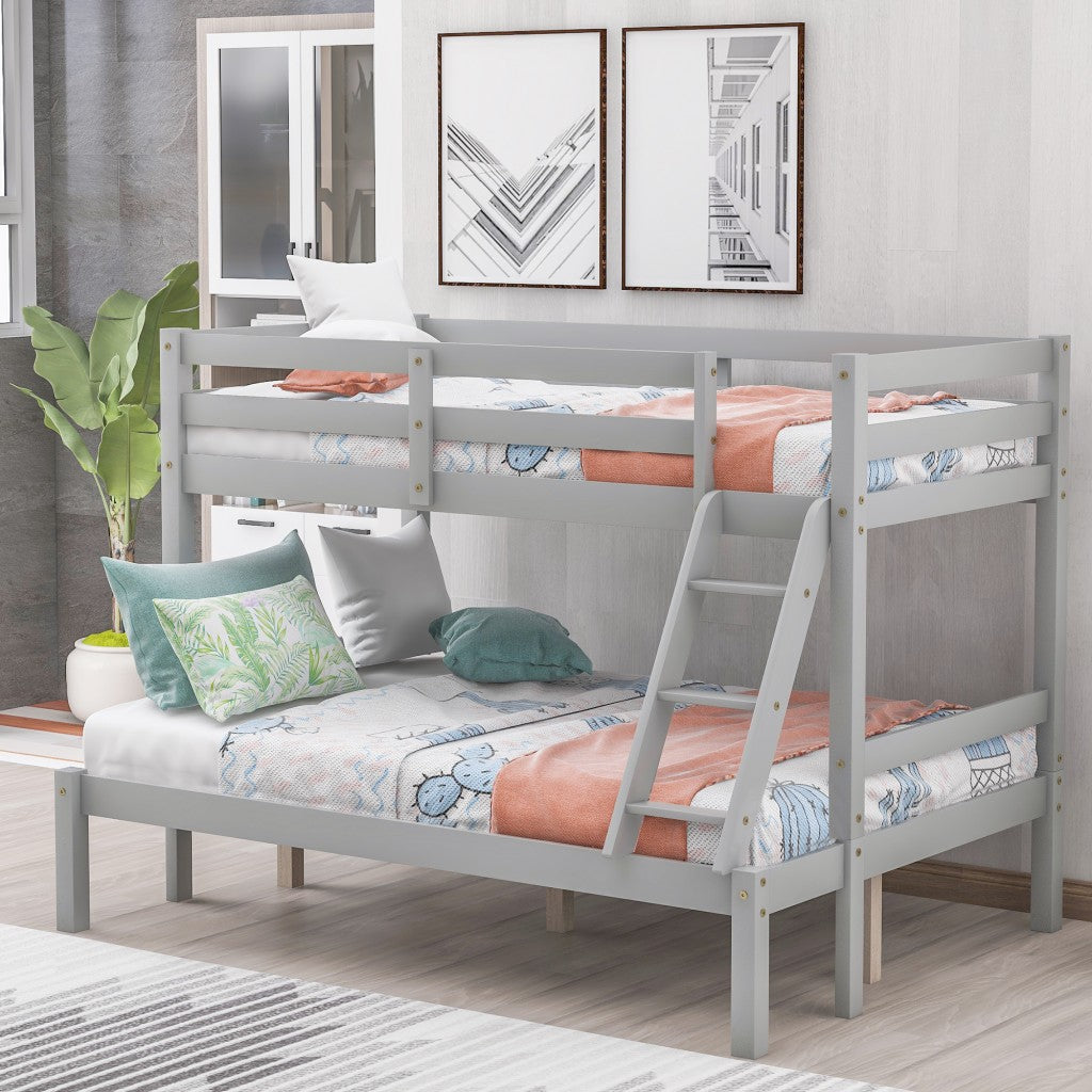 Gray Twin Size Full Size Bunk Bed