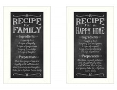Set Of Two Family Recipe White Framed Print Wall Art