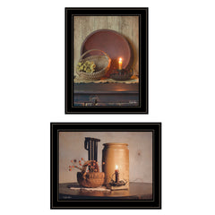 Set Of Two Red Bowl Or Bittersweet Basket 2 Black Framed Print Wall Art