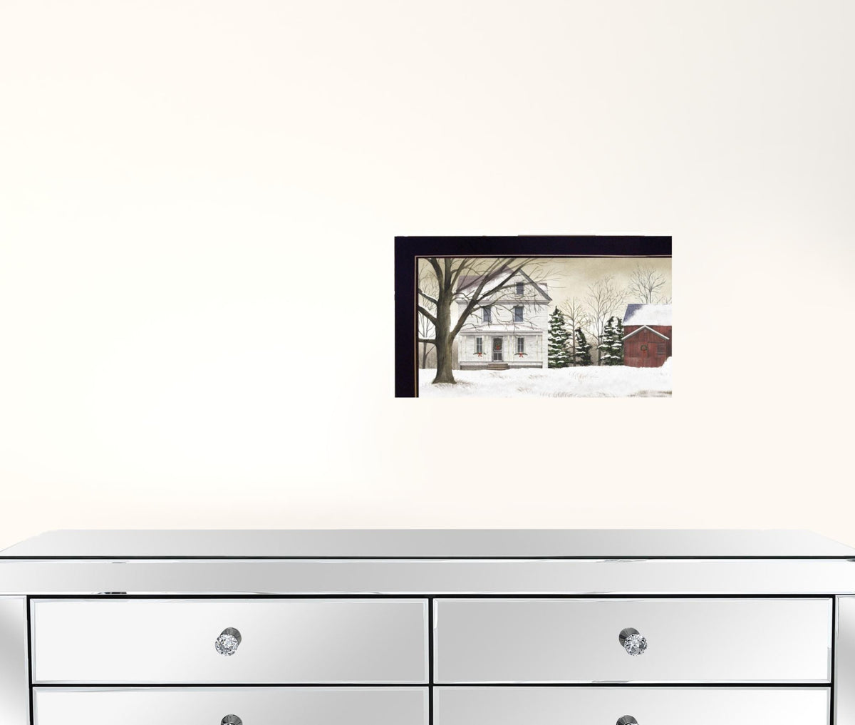 Set Of Four Holiday Seasons on the Farm Black Framed Print Wall Art