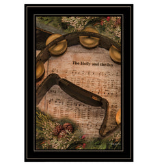 Holly and Ivy Sheet Music Black Framed Print Wall Art
