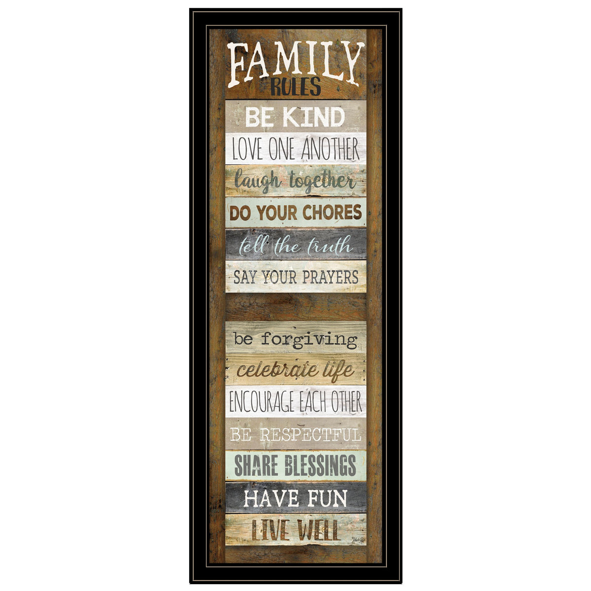 Family Rules Shutter 4 Black Framed Print Wall Art