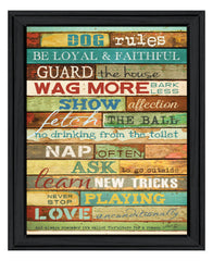 Dog Rules 6 Black Framed Print Wall Art