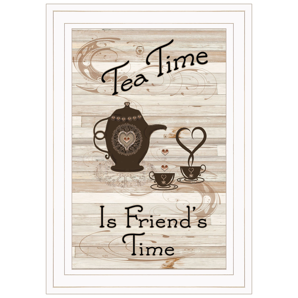 Tea Time Is Friends Time 1 White Framed Print Wall Art