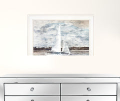 Sailboat On Water 2 White Framed Print Wall Art