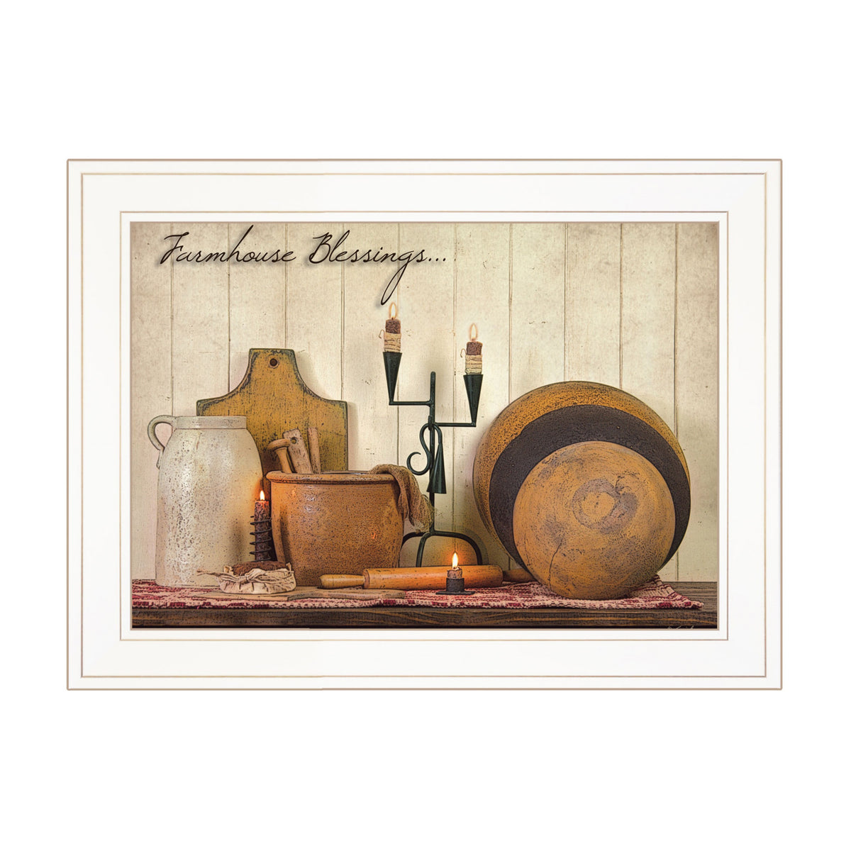 Farmhouse Blessings 2 White Framed Print Wall Art
