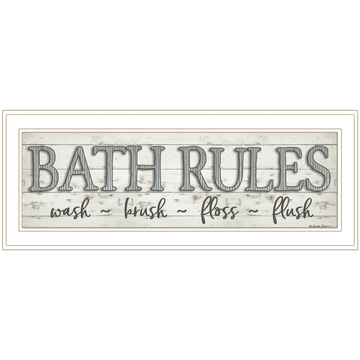 Bath Rules 1 White Framed Print Wall Art