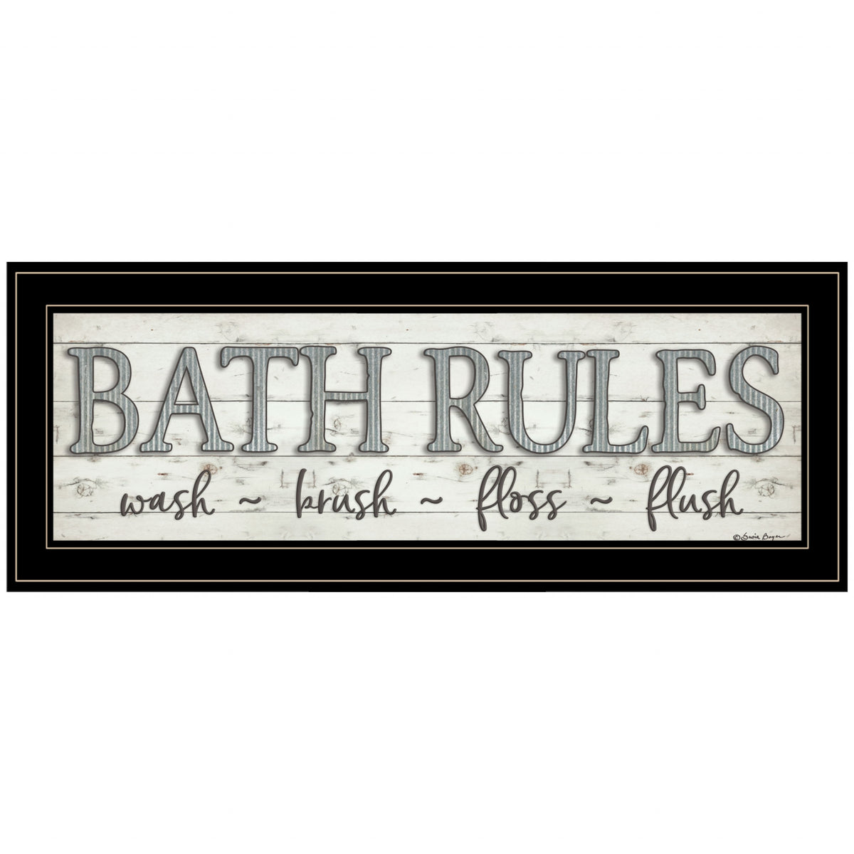 Bath Rules 2 Black Framed Print Wall Art