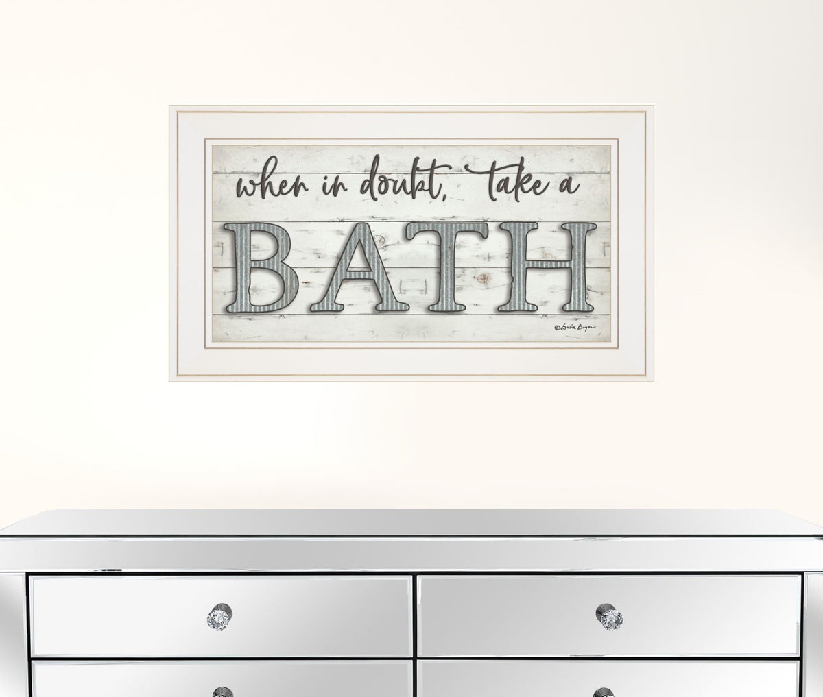 When In Doubt Take A Bath 2 White Framed Print Bathroom Wall Art