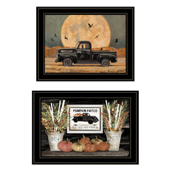 Set Of Two Harvest Moon 2 Black Framed Print Wall Art