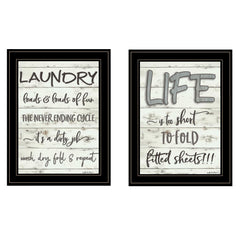 Set Of Two Loads Of Fun 2 Black Framed Print Bathroom Wall Art