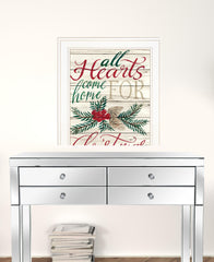 Set Of Two All Hearts Come Home For Christmas 1 White Framed Print Wall Art