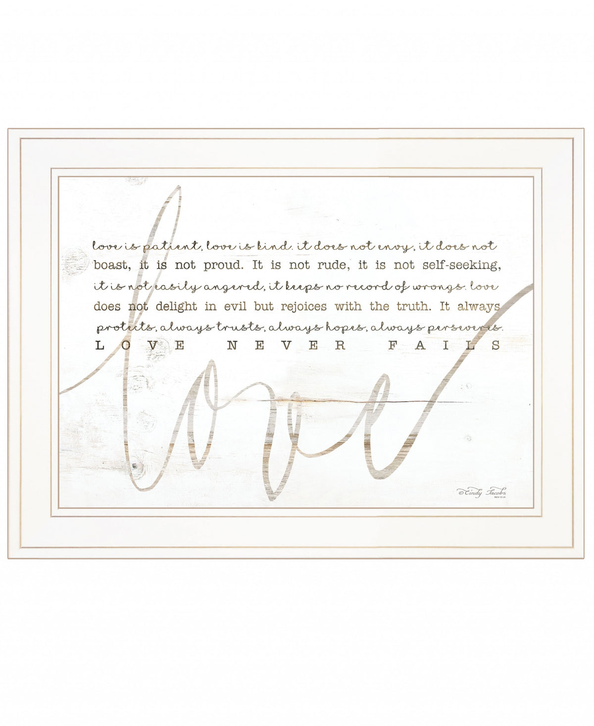 Love Never Fails 2 White Framed Print Wall Art