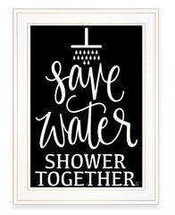 Shower Together 1 White Framed Print Wall Art