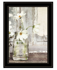 White Blossoms 2 Black Framed Print Wall Art