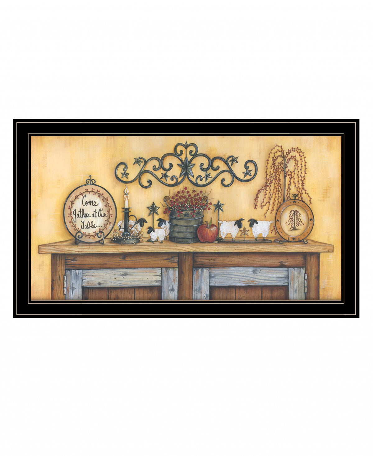 Come Gather At Our Table 1 Black Framed Print Wall Art