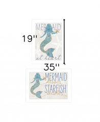 Set Of Two Two Mermaids 1 White Framed Print Wall Art
