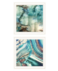 Set Of Two Earth Tones I And Sea II 2 White Framed Print Wall Art