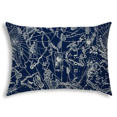 20" X 14" Navy, Tan Blown Seam Polyester Lumbar Indoor Outdoor Pillow Cover &amp; Insert