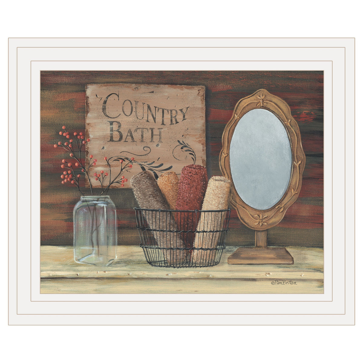 Country Bath 6 White Framed Print Wall Art