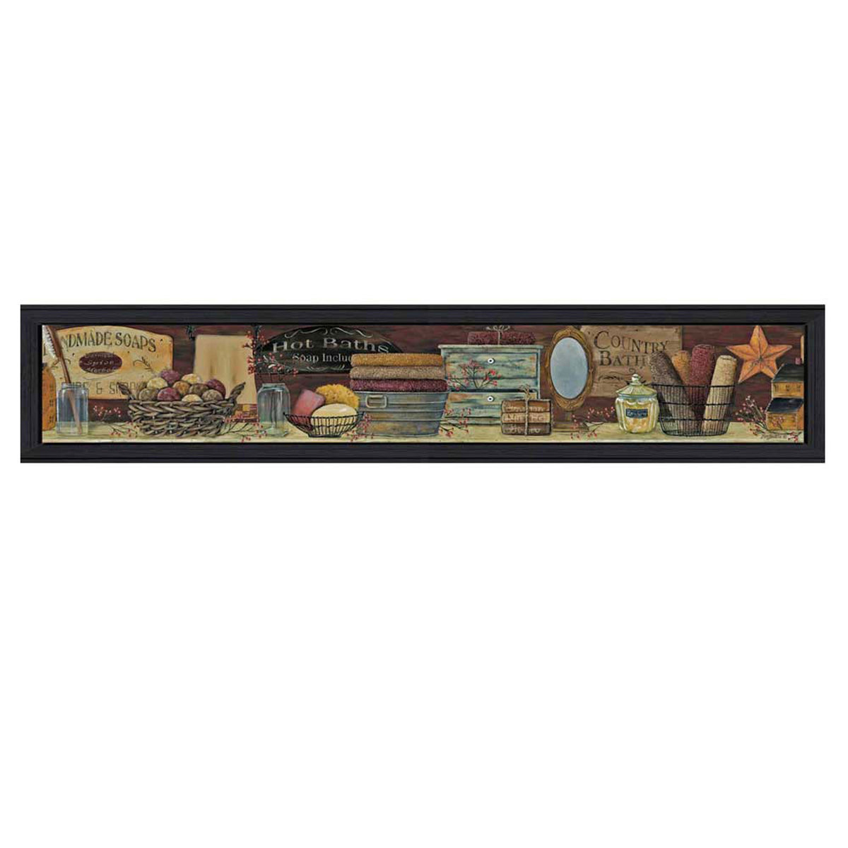 Country Bath Shelf 1 Black Framed Print Wall Art