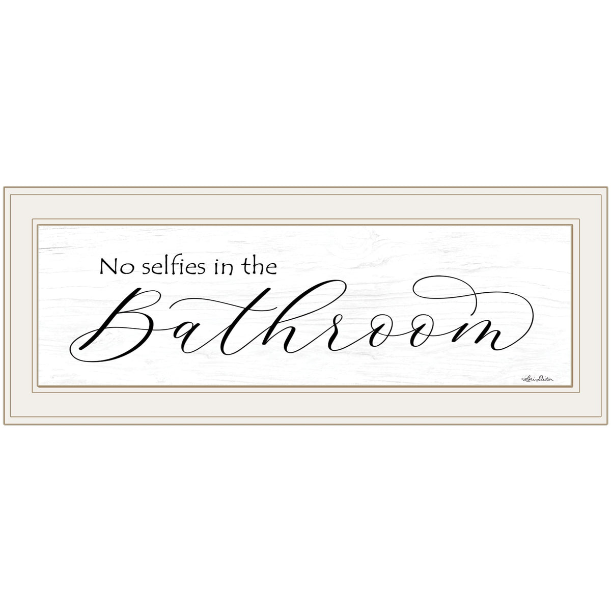 No Selfies In The Bathroom 1 White Framed Print Wall Art