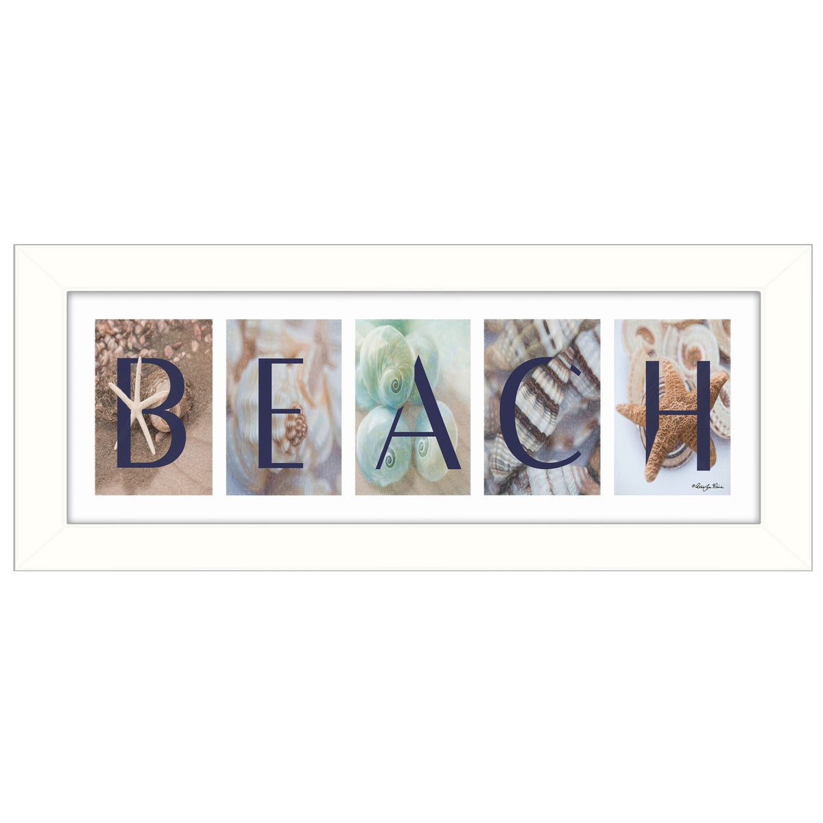 Beach 4 White Framed Print Wall Art