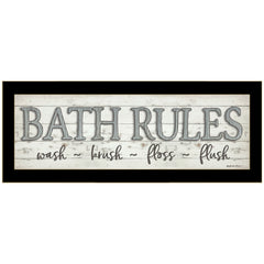 Bath Rules 3 Black Framed Print Wall Art