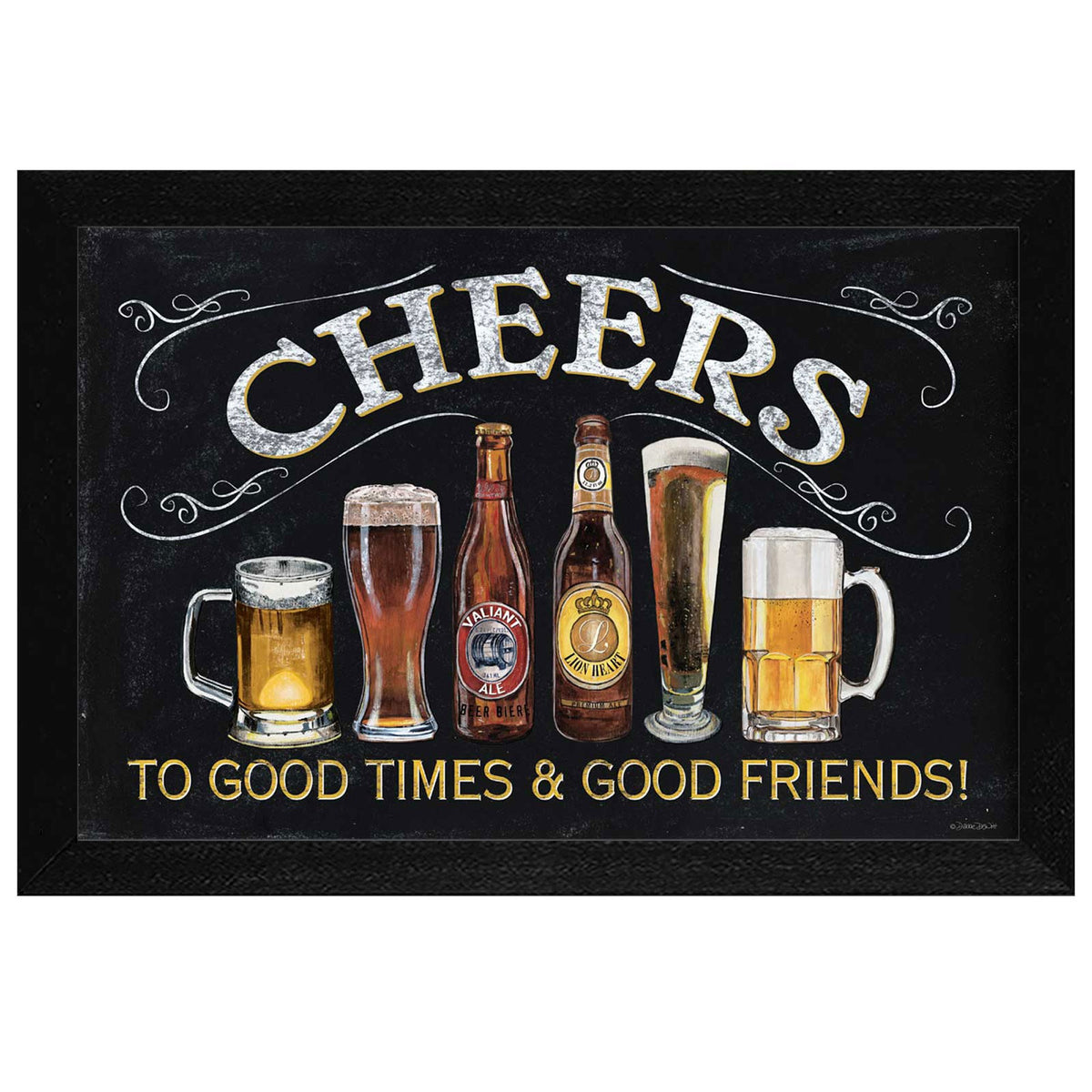 Cheers Black Framed Print Beer Wall Art