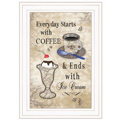 Everyday Starts With Coffee White Framed Print Wall Art