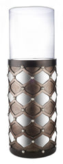 31" Bronze and Silver with Pearls Floor Hurricane Candle Holder
