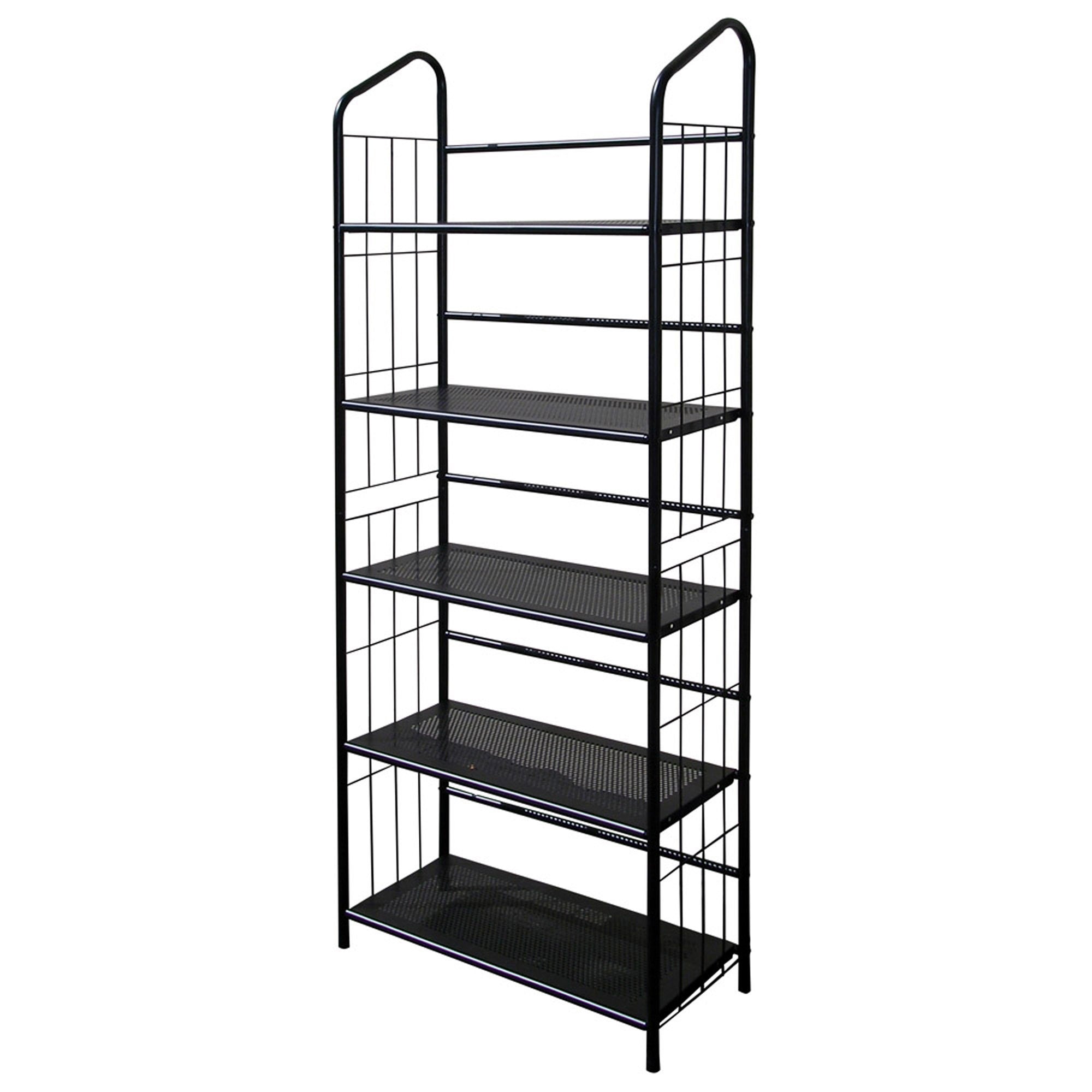 Black Five Shelf Metal Standing Book Shelf