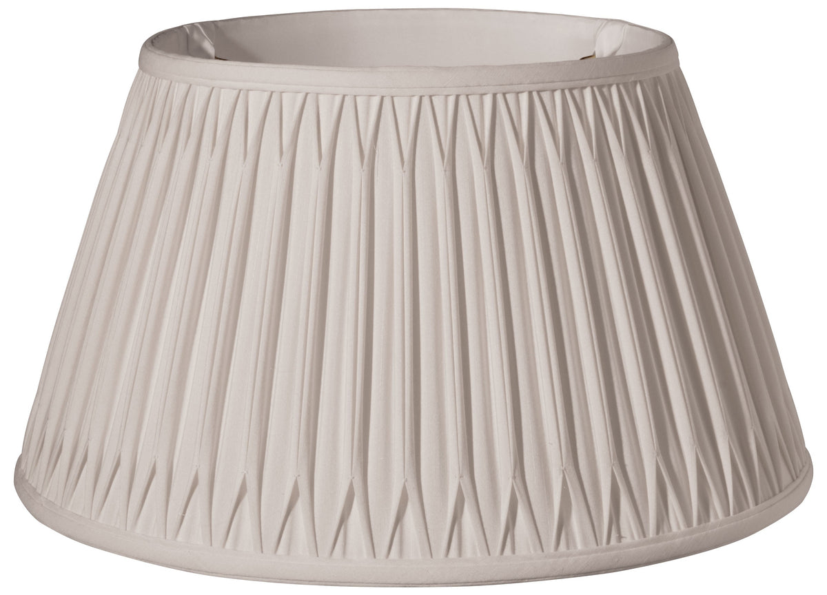 18" Cream Shallow Drum Smocked Shantung Lampshade