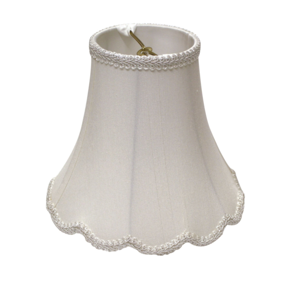 18" White Slanted Scallop Bell Monay Shantung Lampshade