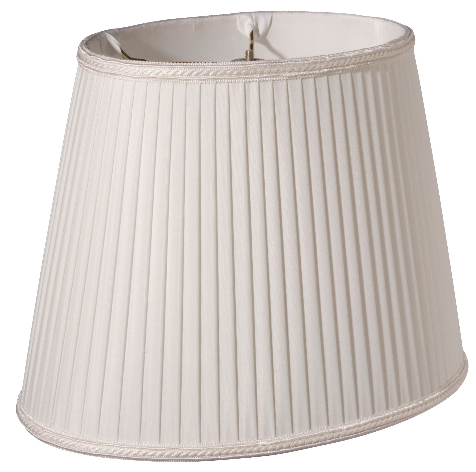 12" White Oval Side Pleat Paperback Shantung Lampshade