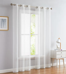 96” White Sprinkled Embellishment Window Curtain Panel