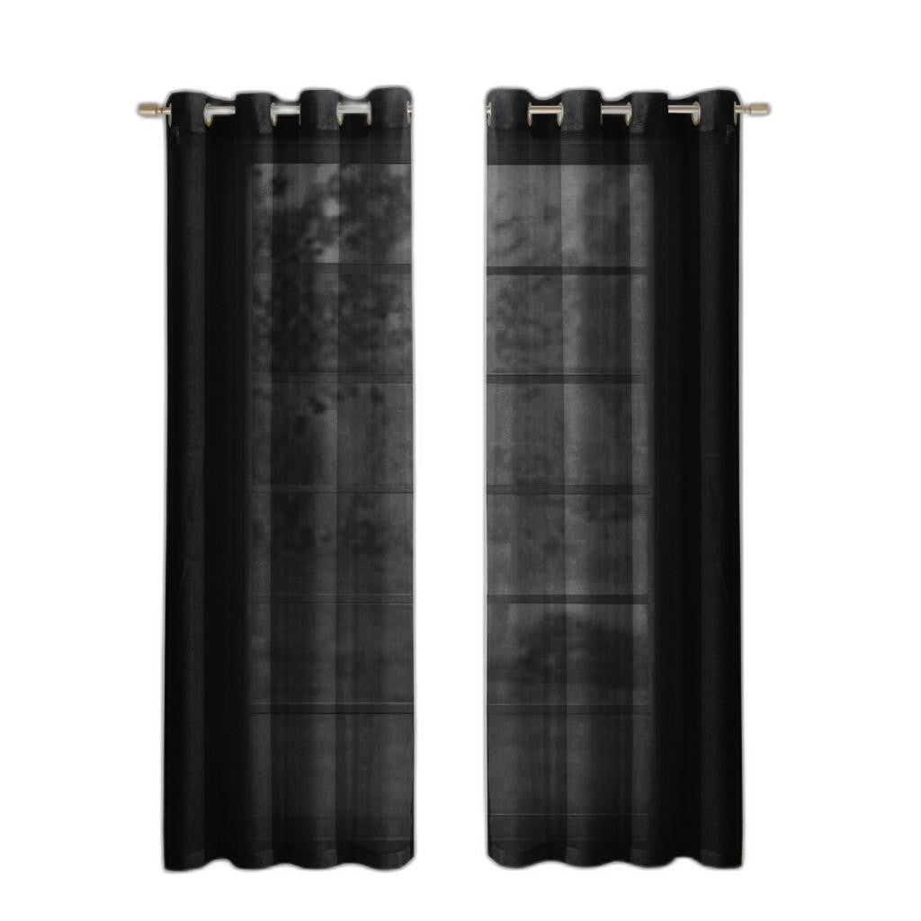 Set of Two 84" Black Solid Modern Window Panels