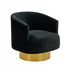 Modern Black and Gold Velvet Accent Chair