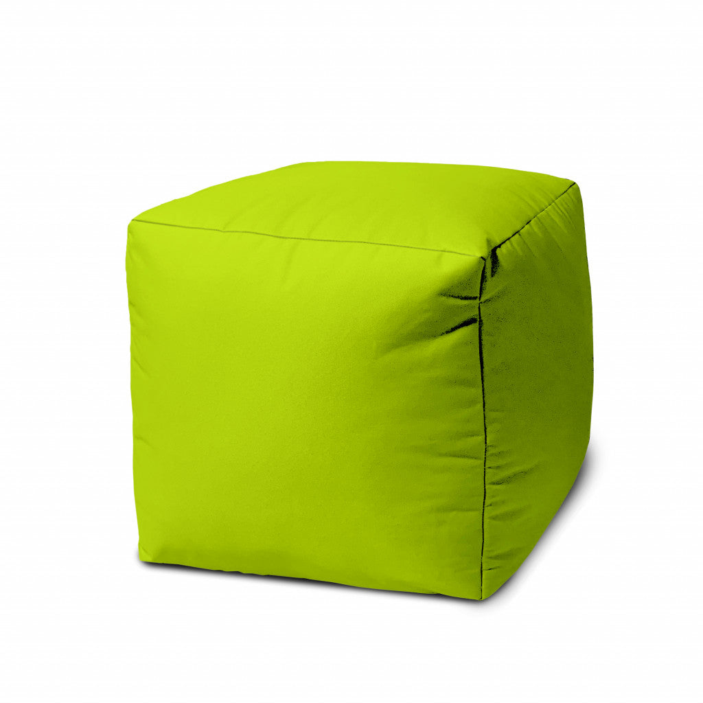 17" Cool Lemongrass Green Solid Color Indoor Outdoor Pouf Ottoman