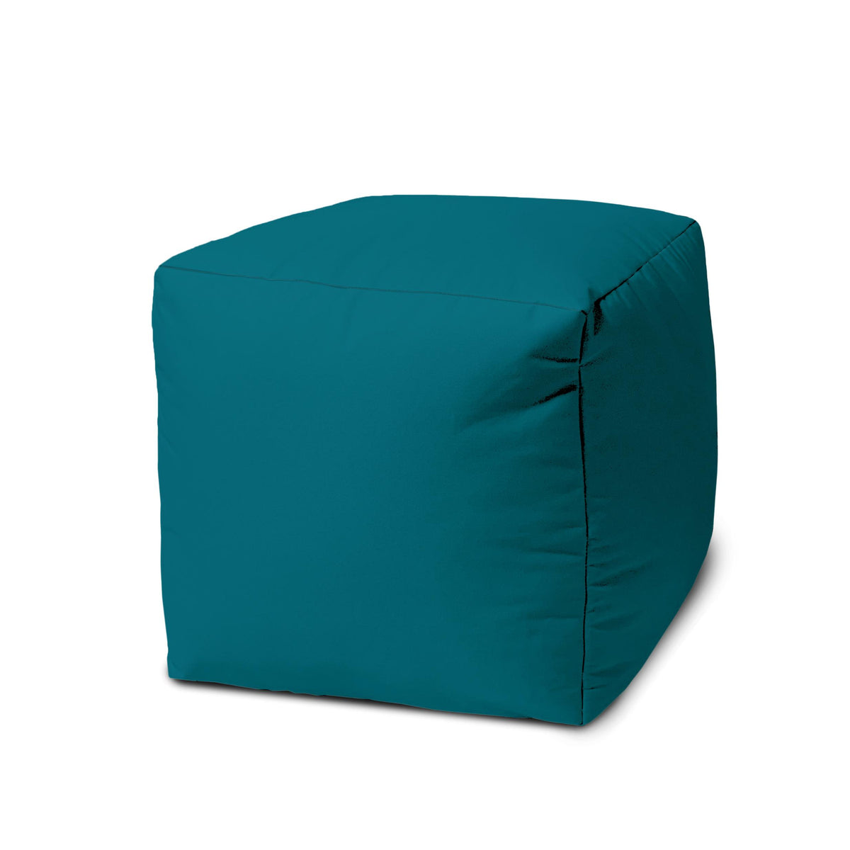 17" Cool Dark Teal Solid Color Indoor Outdoor Pouf Ottoman