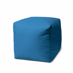 17" Cool Bright Teal Blue Solid Color Indoor Outdoor Pouf Ottoman