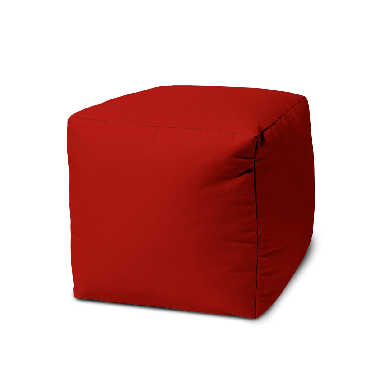 17" Cool Primary Red Solid Color Indoor Outdoor Pouf Cover