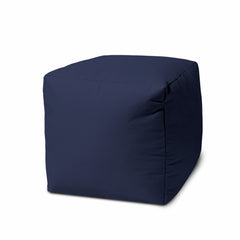 17" Cool Warm Indigo Blue Solid Color Indoor Outdoor Pouf Cover