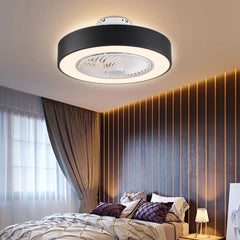 Black and White Mod Invisible Blade Ceiling Fan And Light