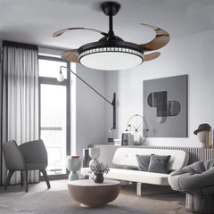 Stylish Black Chandelier With Retractable Blades