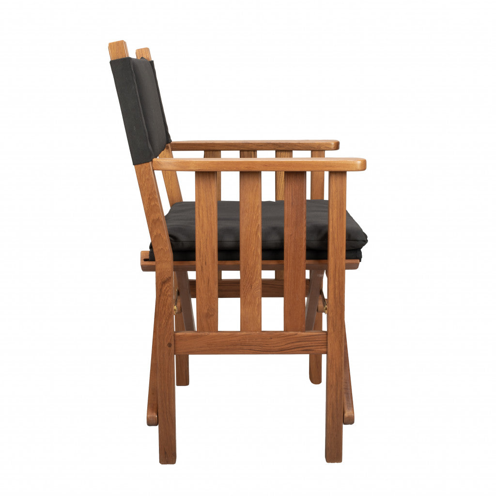 Black And Brown Solid Wood Director Chair With Cushion