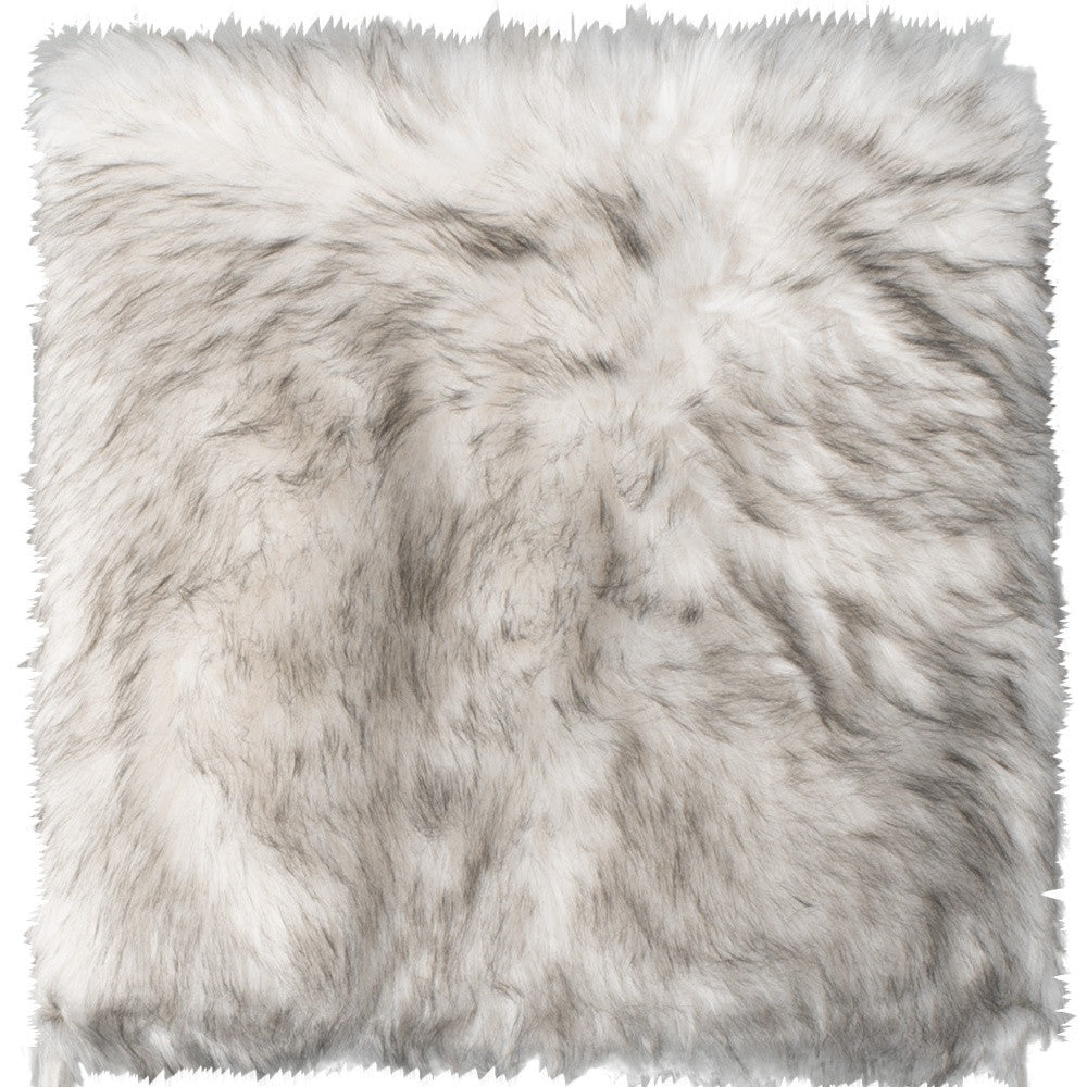 Set Of Two 17" X 17" Ombre Grey Faux Fur Dining Chair Cushion Pads