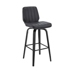 38" Gray Faux Leather And Iron Swivel Bar Height Chair